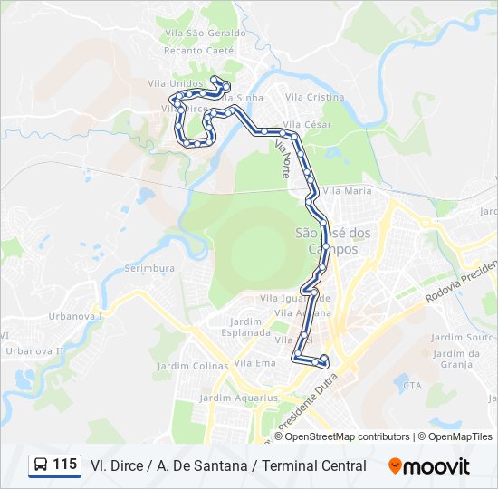 115 bus Line Map