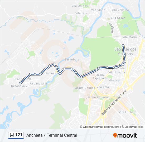 Mapa de 121 de autobús