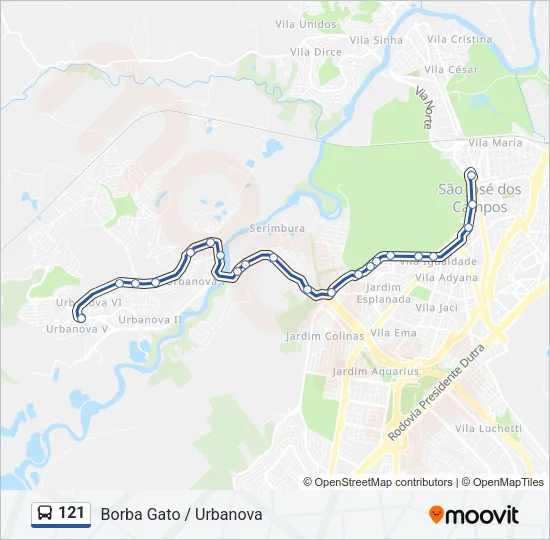 121 Bus Line Map