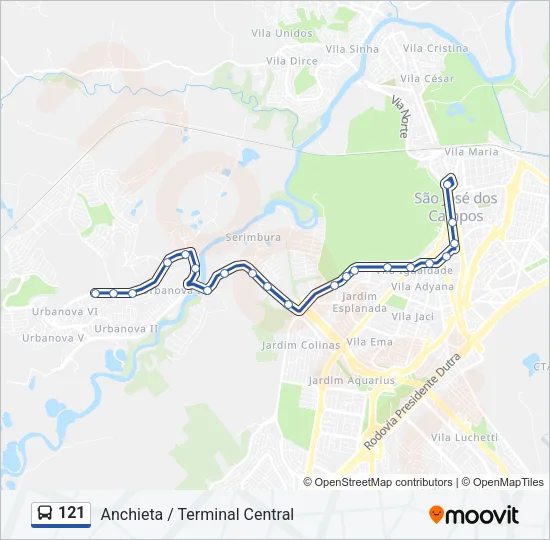 121 Bus Line Map