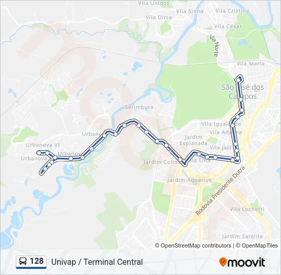 128 Bus Line Map