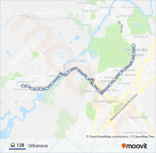 128 Bus Line Map