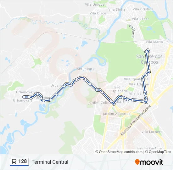128 Bus Line Map