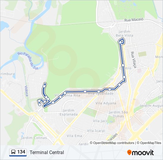 Mapa de 134 de autobús