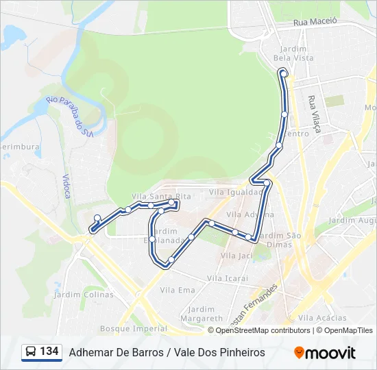 134 Bus Line Map