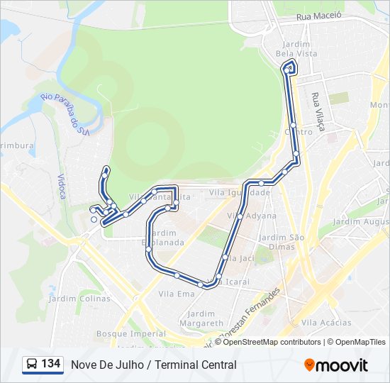 Mapa de 134 de autobús