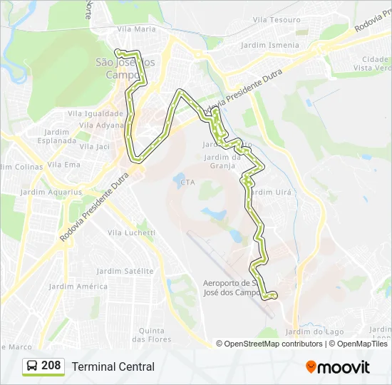 208 Bus Line Map
