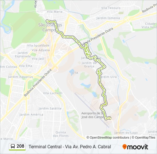 Mapa de 208 de autobús