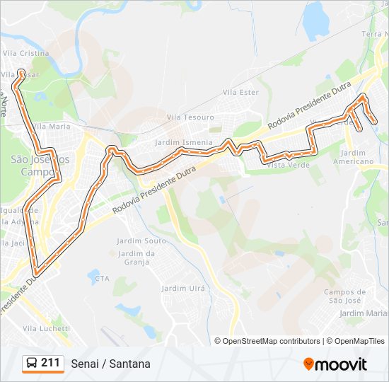 Mapa de 211 de autobús