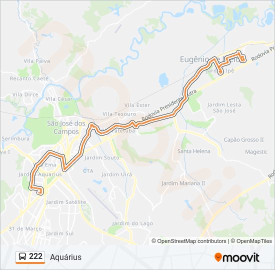 Mapa de 222 de autobús