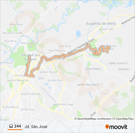 Mapa da linha 244 de ônibus