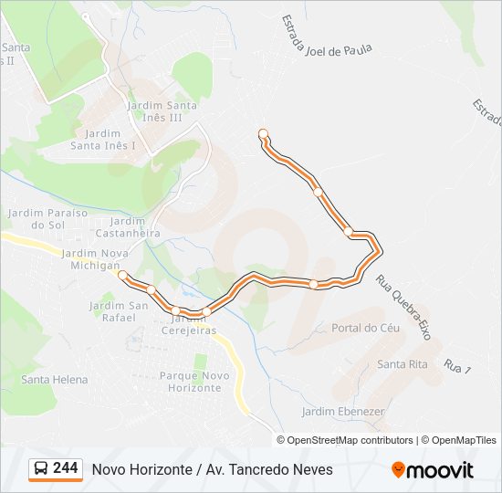Mapa da linha 244 de ônibus