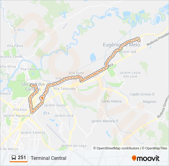 Mapa da linha 251 de ônibus