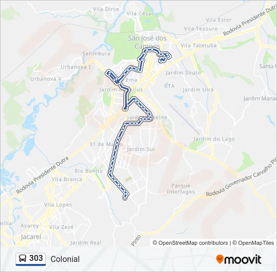 303 Bus Line Map