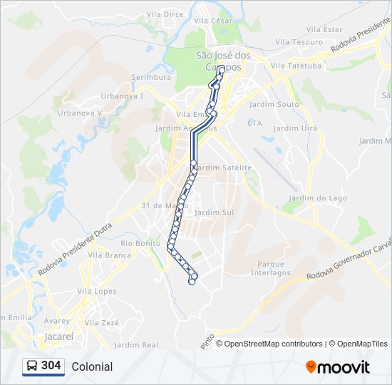 Mapa de 304 de autobús