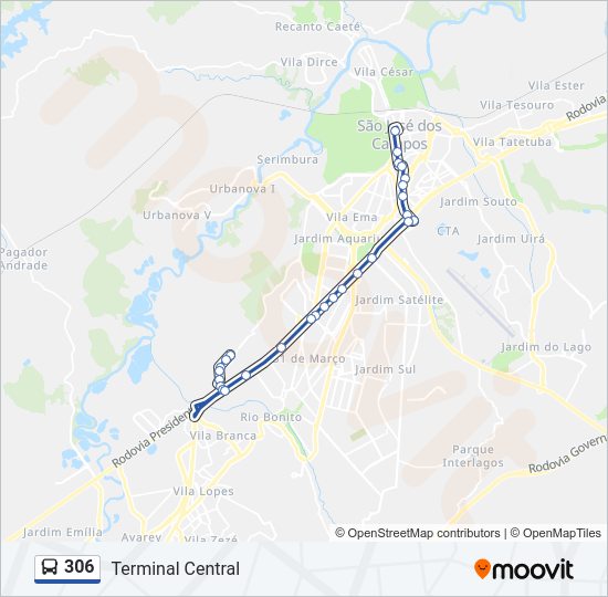 Mapa de 306 de autobús