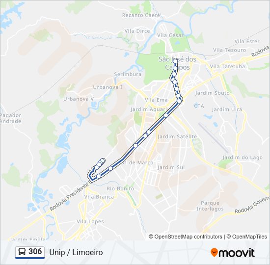 Mapa da linha 306 de ônibus