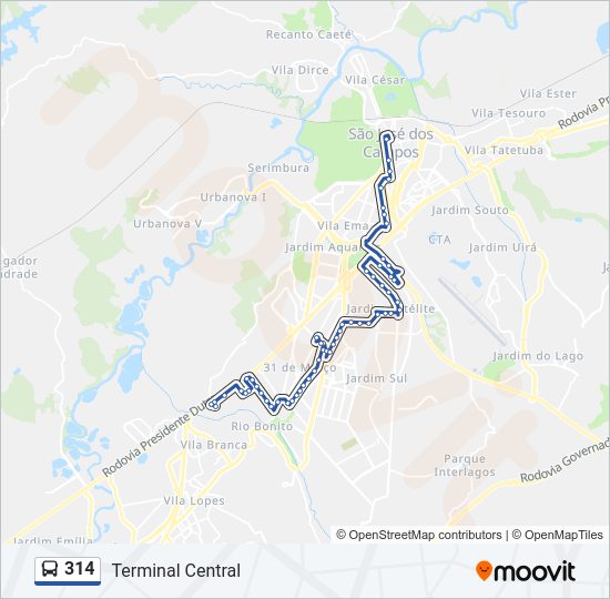 314 bus Line Map