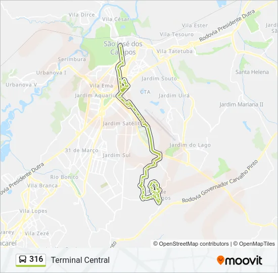 316 Bus Line Map