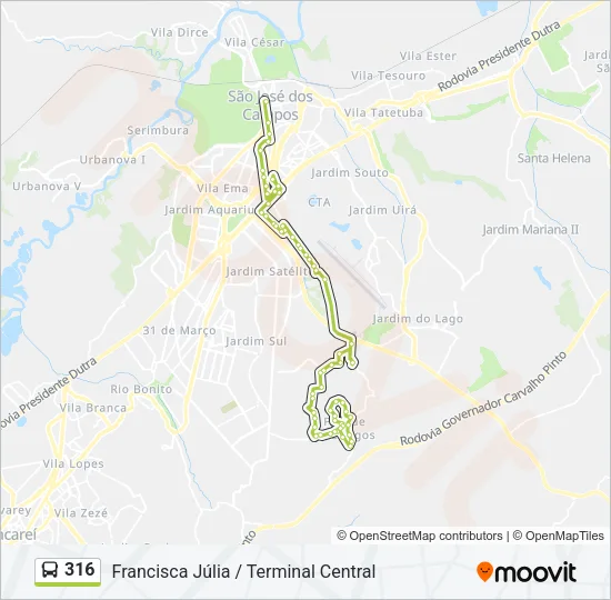 316 Bus Line Map