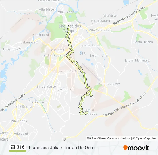 316 Bus Line Map