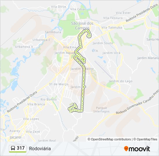 Mapa da linha 317 de ônibus