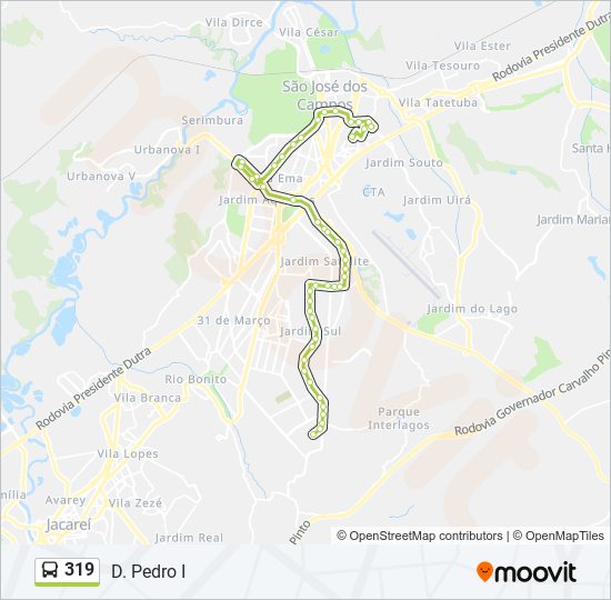 Mapa de 319 de autobús