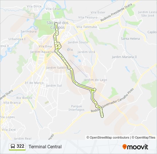 Mapa de 322 de autobús