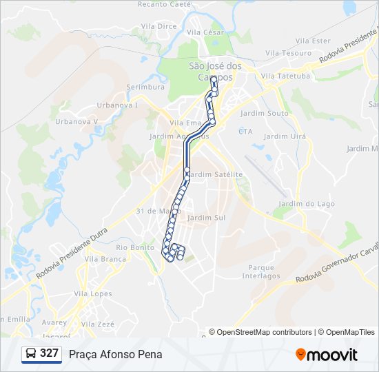 Mapa de 327 de autobús