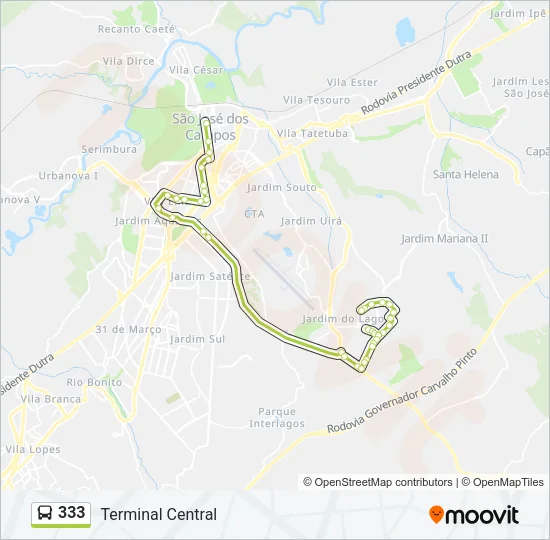 333 Bus Line Map