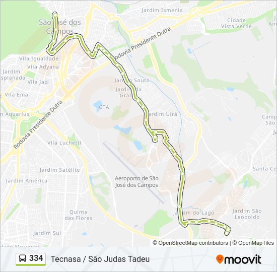 Mapa de 334 de autobús