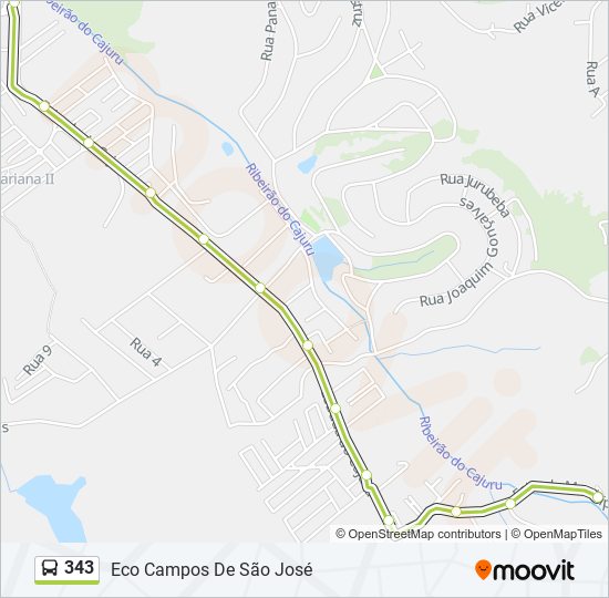 Mapa de 343 de autobús