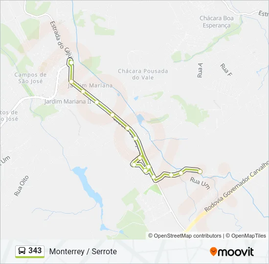 343 Bus Line Map