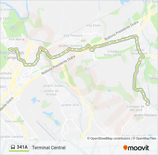 341A Bus Line Map