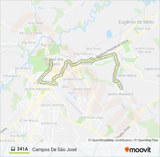 341A Bus Line Map