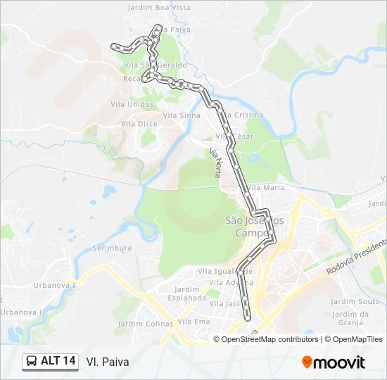 ALT 14 Bus Line Map