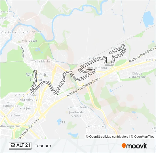 ALT 21 Bus Line Map