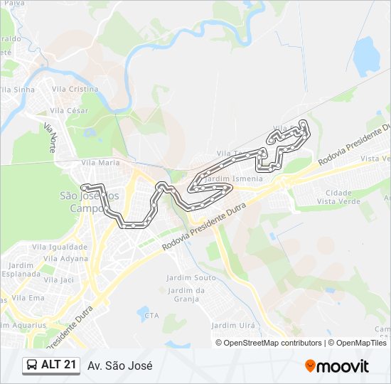 Mapa de ALT 21 de autobús