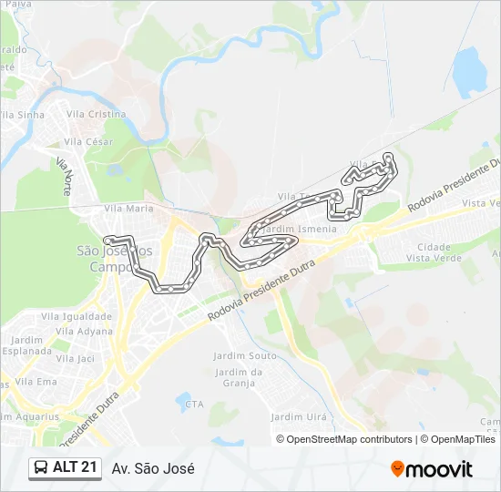 ALT 21 Bus Line Map