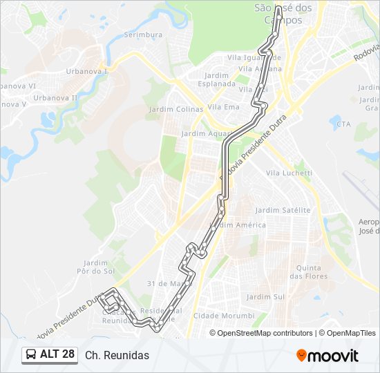 Mapa de ALT 28 de autobús