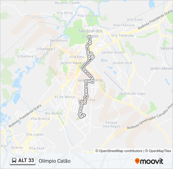 Mapa de ALT 33 de autobús