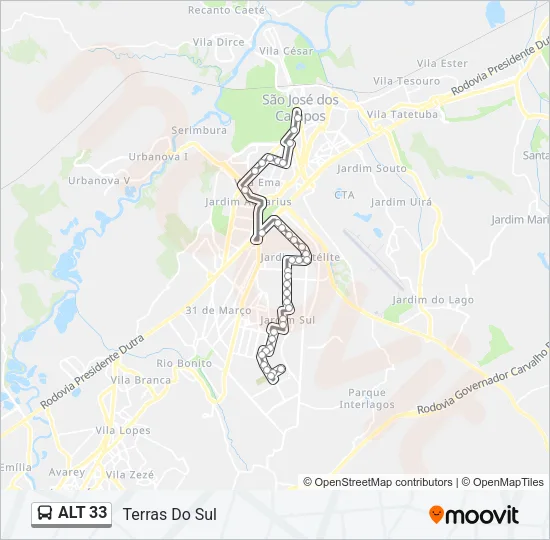 ALT 33 Bus Line Map