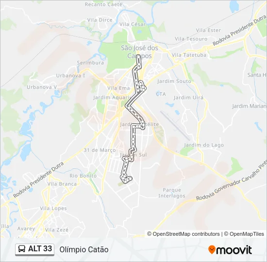 ALT 33 Bus Line Map