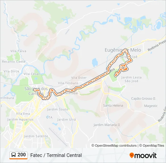 200 Bus Line Map
