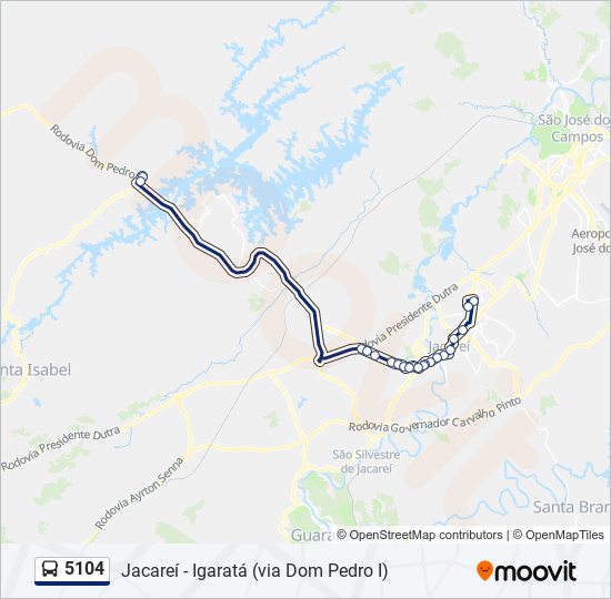 Mapa da linha 5104 de ônibus