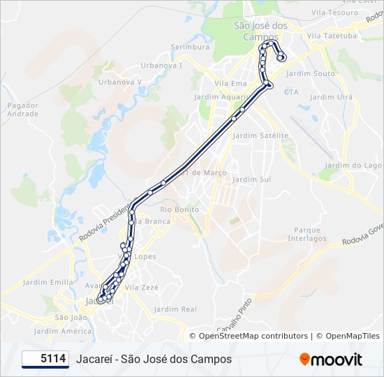 Rota da linha 5114 horários, paradas e mapas São José Dos Campos (Atualizado) Rota da linha 5114 horários, paradas e mapas São José Dos Campos (Atualizado)
