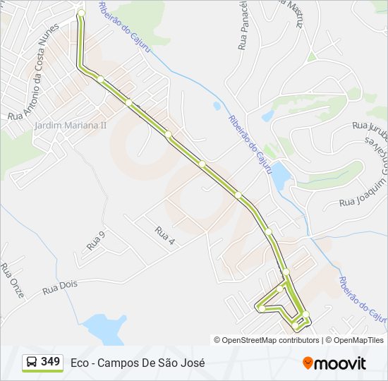 Mapa de 349 de autobús