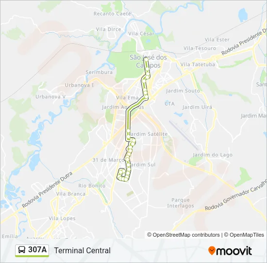 307A Bus Line Map