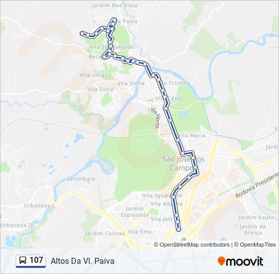 Mapa de 107 de autobús