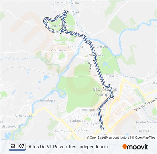 Mapa de 107 de autobús